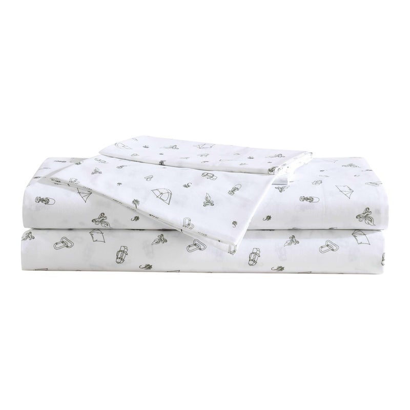 Eddie Bauer - Sheet Set  Luxurious Cotton Percale Bedding with Matching Pillowcases  Crisp & Cool  Fully Elasticized (Camp Green  Full) - Image 1